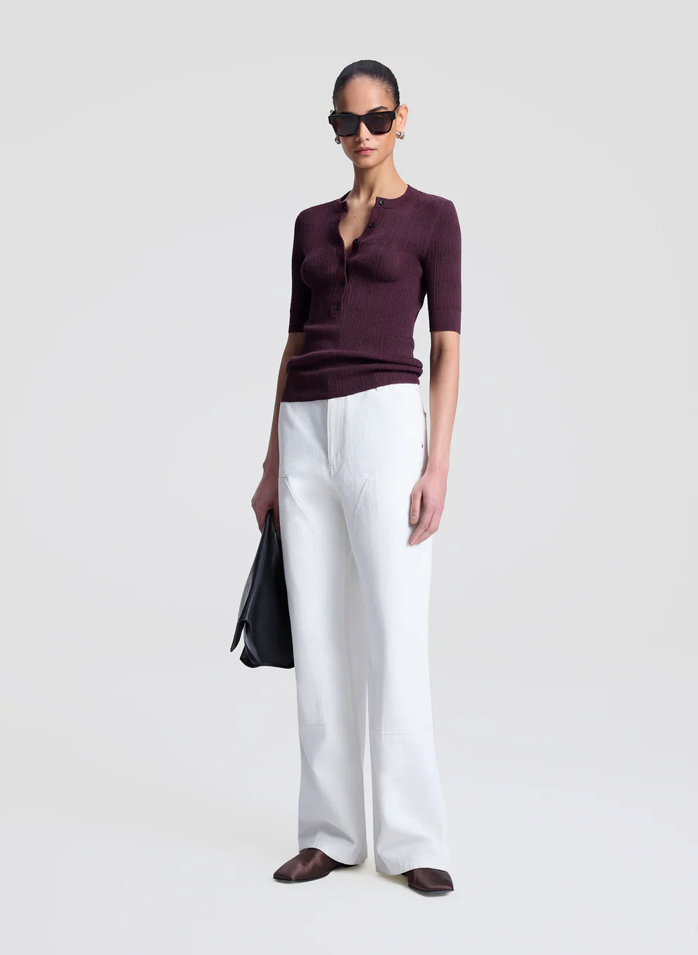 A.L.C. - Fisher Fine Cotton Knit Top - Plum