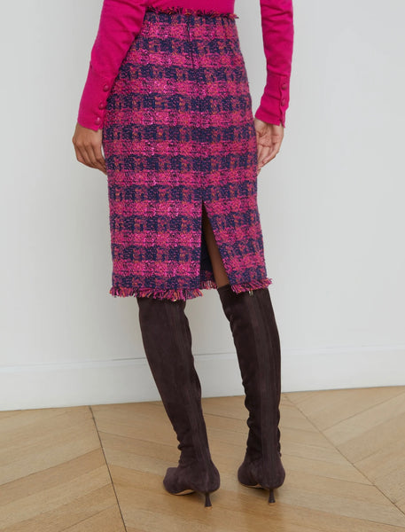 L’AGENCE - Kitty Tweed Button Skirt - Midnight/Acai/Ruby Tweed