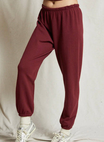 Perfect White Tee - Johnny Easy Sweatpant - Cranberry