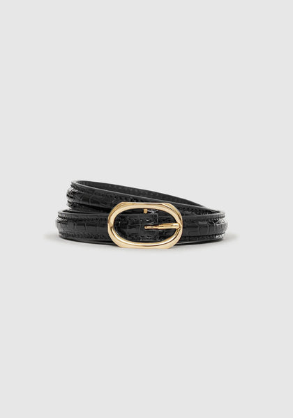 ANINE BING - Mini Mara Belt - Black Embossed
