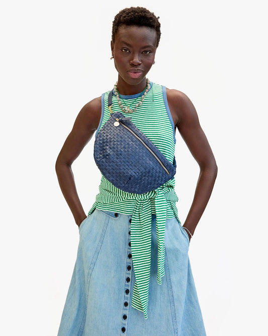 Clare V. - Grande Fanny - Bleu Marine Woven Checker