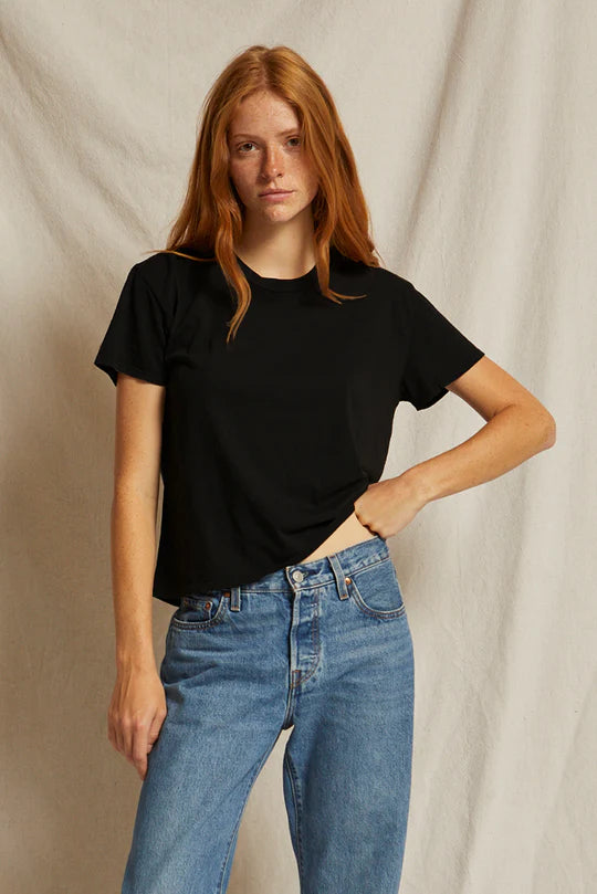 Perfect White Tee - Harley Cotton Boxy Crew Tee - True Black