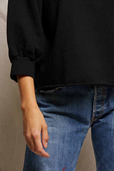 Perfect White Tee - Niall Bubble Sleeve Sweatshirt - True Black