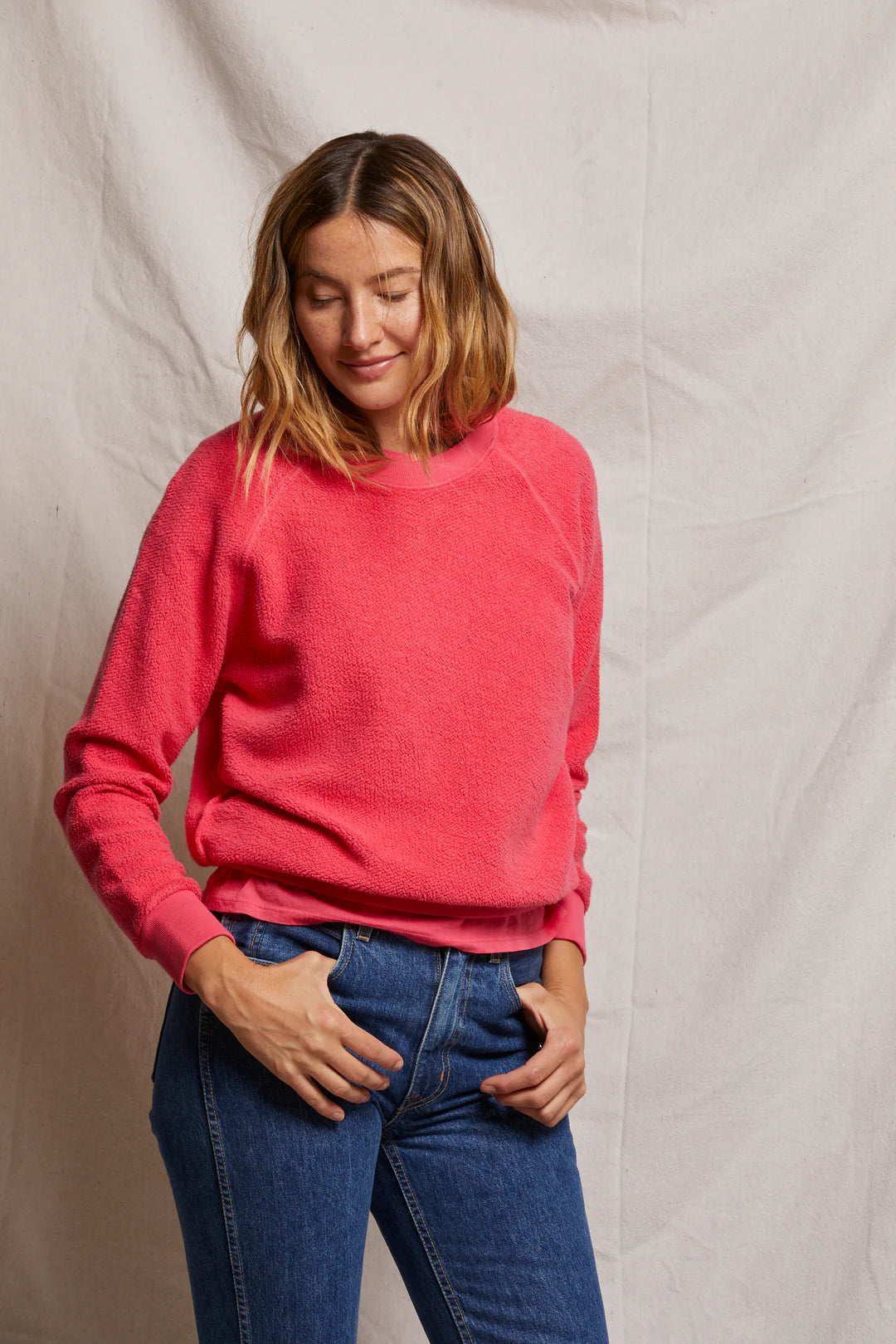 Perfect White Tee - Ziggy Crewneck - Pink Bloom