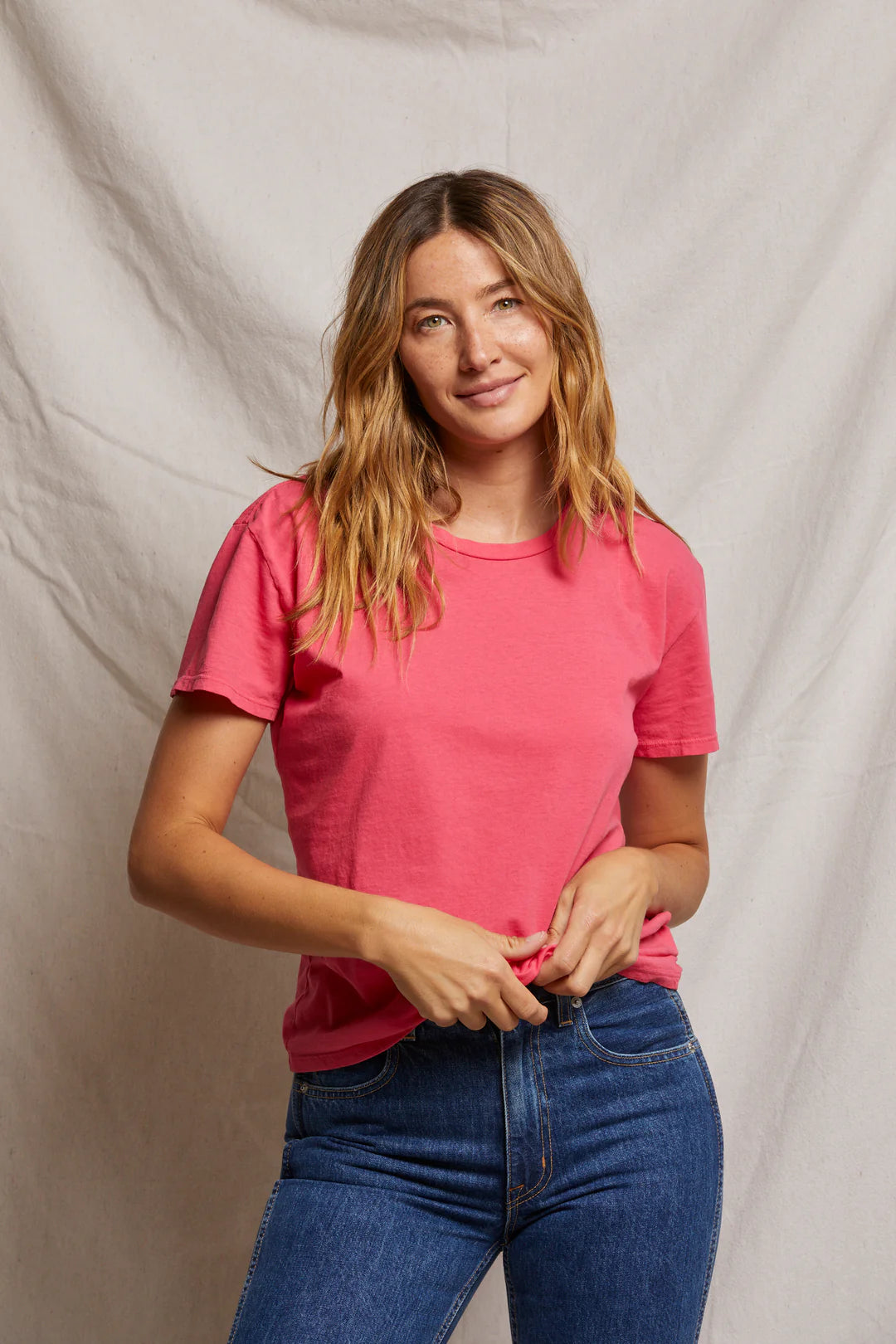 Perfect White Tee - Harley Tee - Pink Bloom