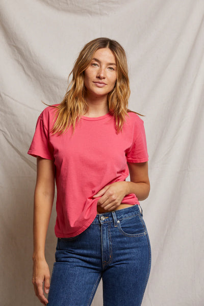 Perfect White Tee - Harley Tee - Pink Bloom
