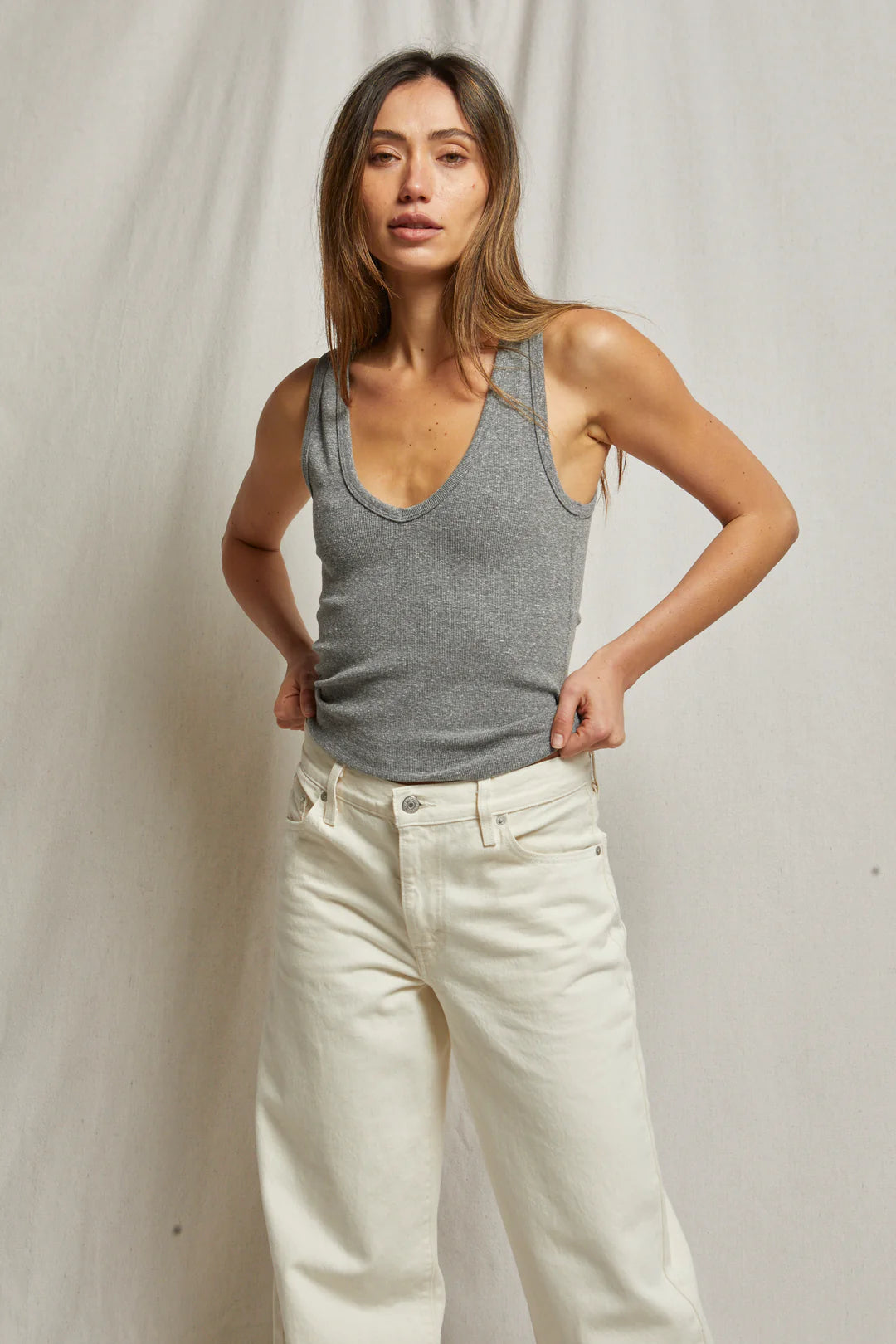 Perfect White Tee - Maria Tank - Dark Heather Grey