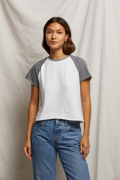 Perfect White Tee - Britt Tee - White/Heather Grey
