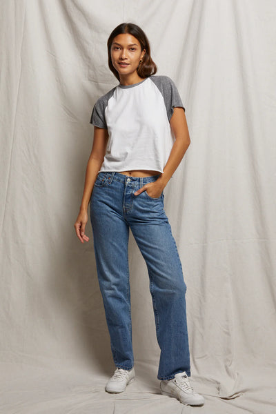 Perfect White Tee - Britt Tee - White/Heather Grey