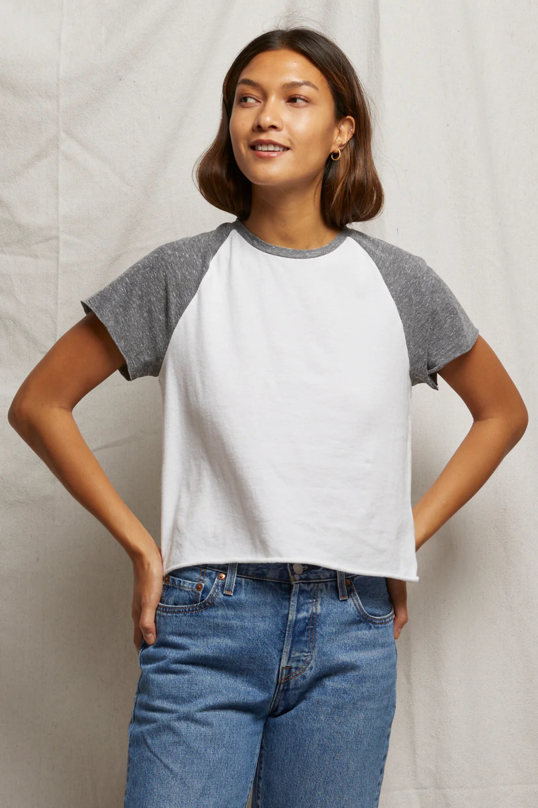 Perfect White Tee - Britt Tee - White/Heather Grey
