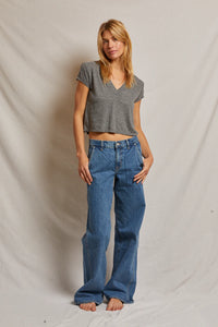 Perfect White Tee - Alanis V-Neck - Heather Grey