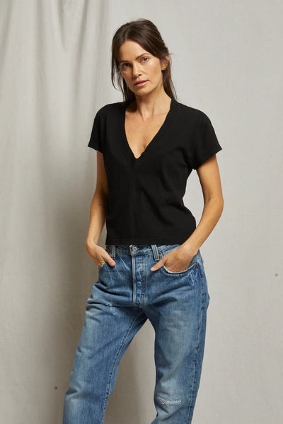 Perfect White Tee - Alanis V-Neck - True Black