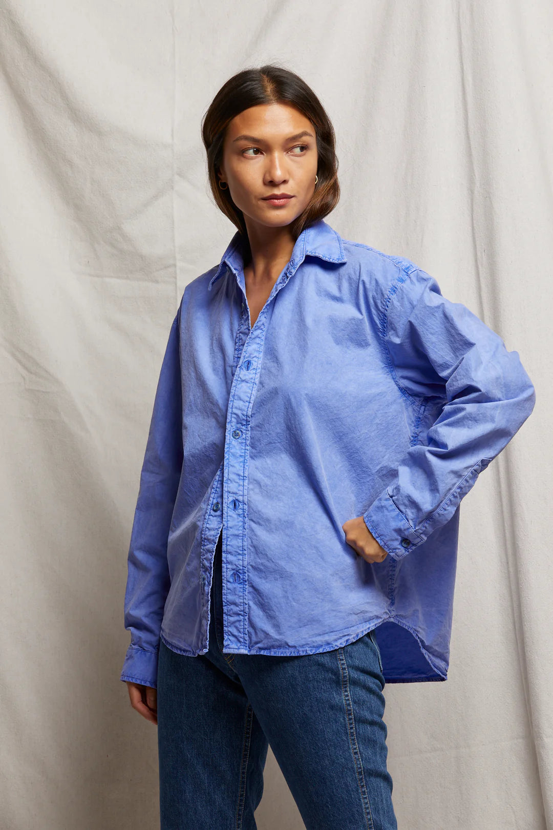 Perfect White Tee - James Button Down - Violet Blue