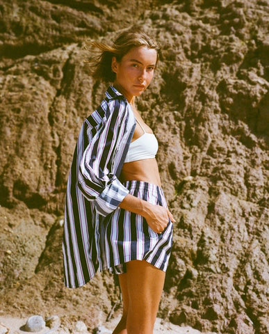 MIKOH - Paseo Shirt - Cabernet Stripe
