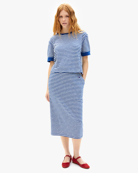 Clare V. - Le Tube Skirt - Cobalt/Cream Stripe
