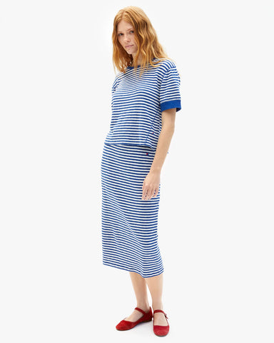 Clare V. - Le Tube Skirt - Cobalt/Cream Stripe