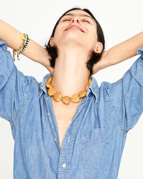 Clare V. - Heart Collar - Natural Wood