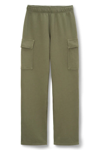 Perfect White Tee - Kelly Cotton Fleece Cargo Pants - Olive