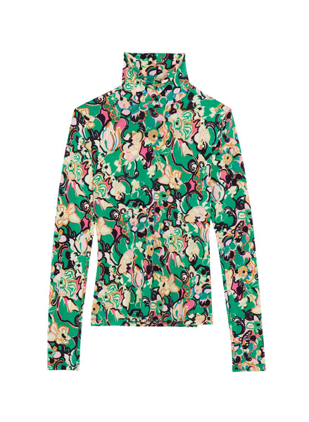 ALC - James Mock Neck Top - Emerald Multi