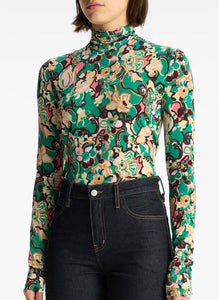 ALC - James Mock Neck Top - Emerald Multi