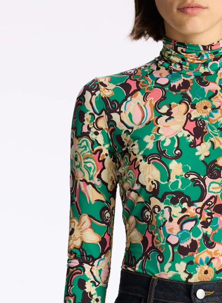 ALC - James Mock Neck Top - Emerald Multi