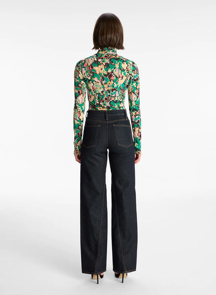 ALC - James Mock Neck Top - Emerald Multi