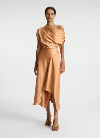 ALC - Jasmine Satin Midi Dress - Sandstone
