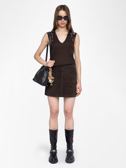 ZADIG&VOLTAIRE - Vicky Sleeveless Cashmere Sweater - Dark Chocolate