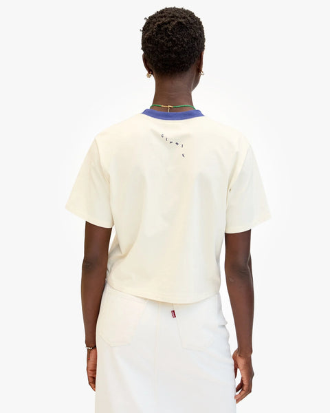 Clare V. - Le Carré Tee - Cream w/ Navy Block Ciao