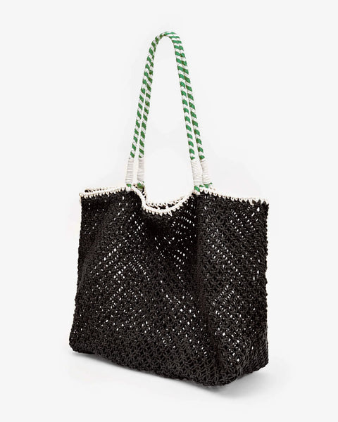 Clare V. - L'Été Tote - Black w/ Green Apple Á La Plage