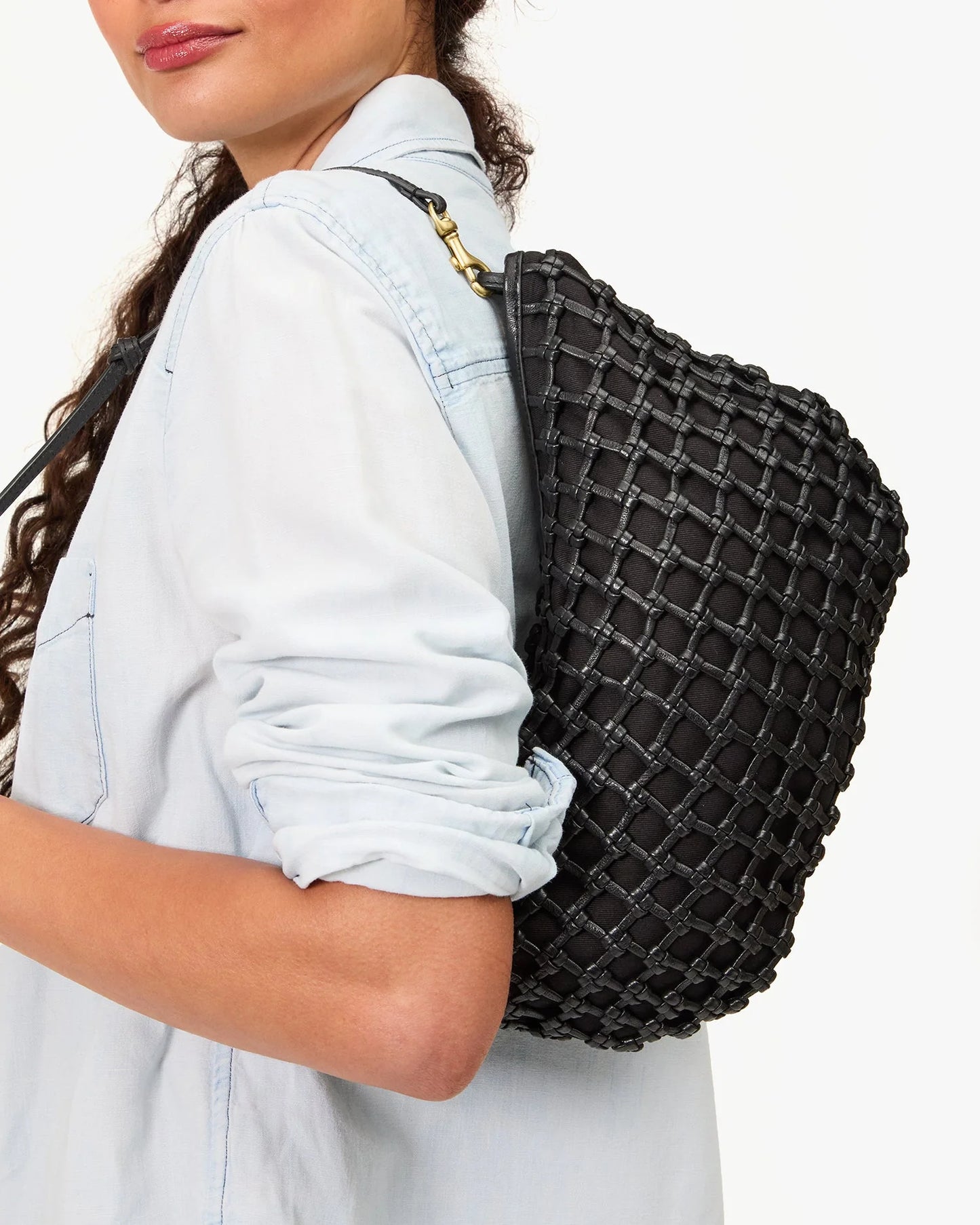 Clare V. - Lune - Black Knot Woven Leather