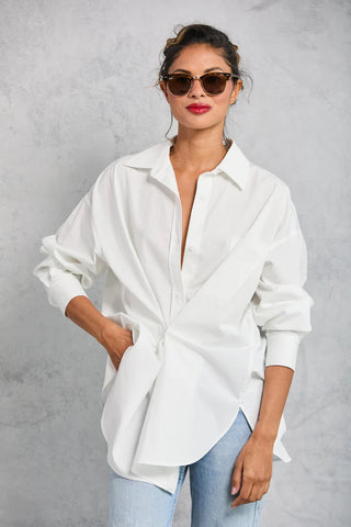 MAMÈNE - Diana Wrap Shirt in Poplin - White