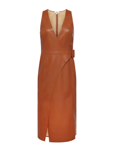 L'Agence - Amal Vegan Leather Dress - Fawn