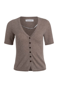 NAADAM - Cashmere Tailored Short Sleeve Cardigan - Timber
