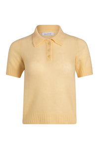 NAADAM - Cashmere Featherweight Short Sleeve Polo - Pale Yellow
