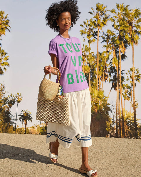 Clare V. - Original Tee - Faded Wild Purple w/ Green Tout Va Bien