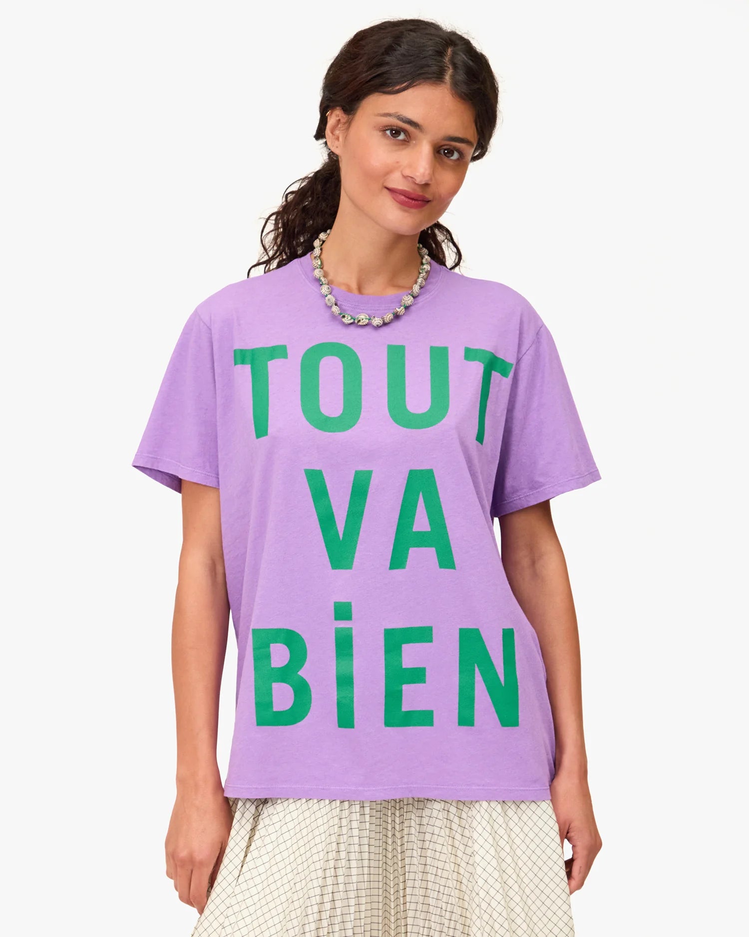 Clare V. - Original Tee - Faded Wild Purple w/ Green Tout Va Bien