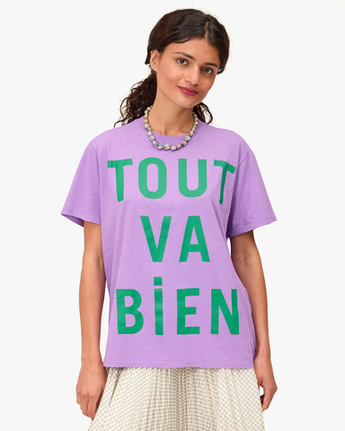 Clare V. - Original Tee - Faded Wild Purple w/ Green Tout Va Bien