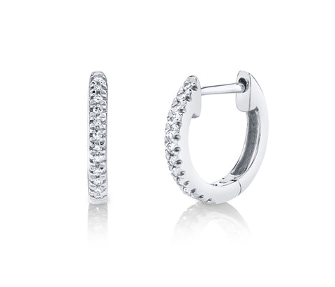 Marcilla Bailey - Tiny Diamond Hoop Earrings - 14K White Gold