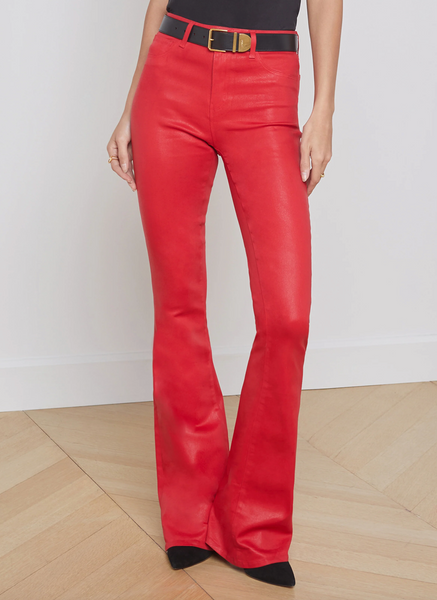 L'AGENCE - Marty High Rise Flare - Tango Red Coated