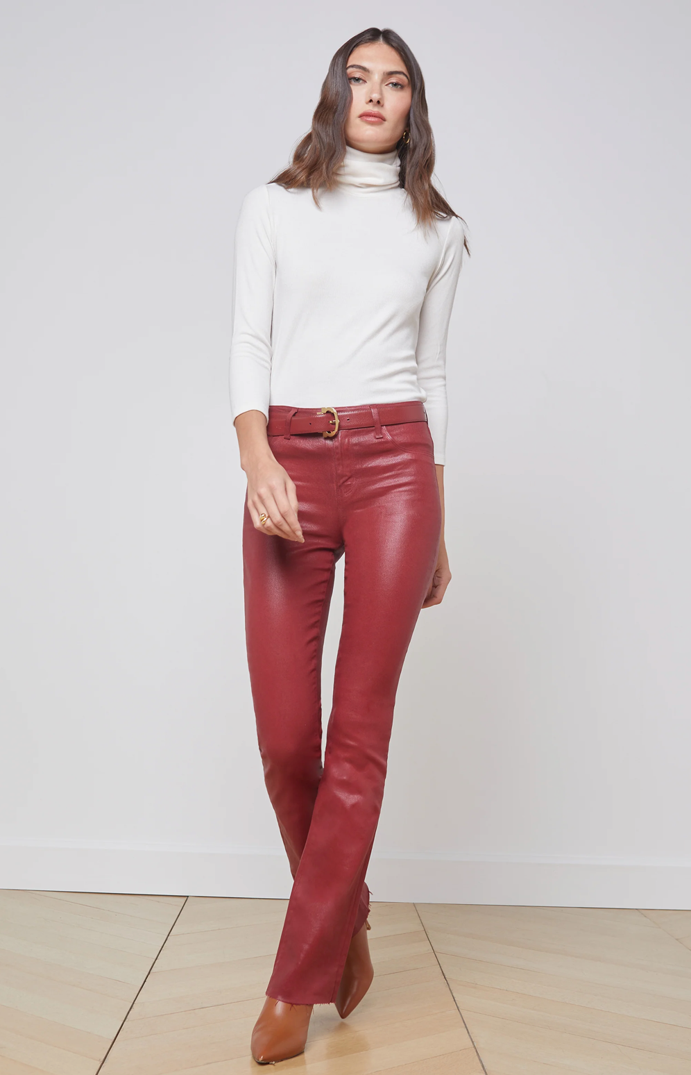L'AGENCE - Ruth High Rise Straight - Dark Bordeaux Coat