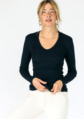 Perfect White Tee - Robyn Top - True Black