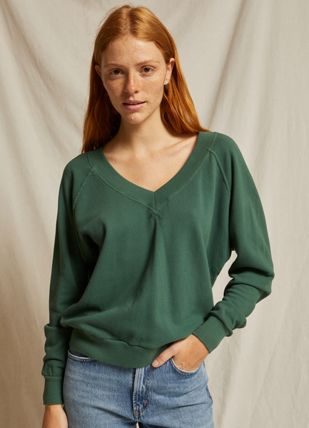 Perfect White Tee - Sinead V-Neck Sweatshirt - Evergreen