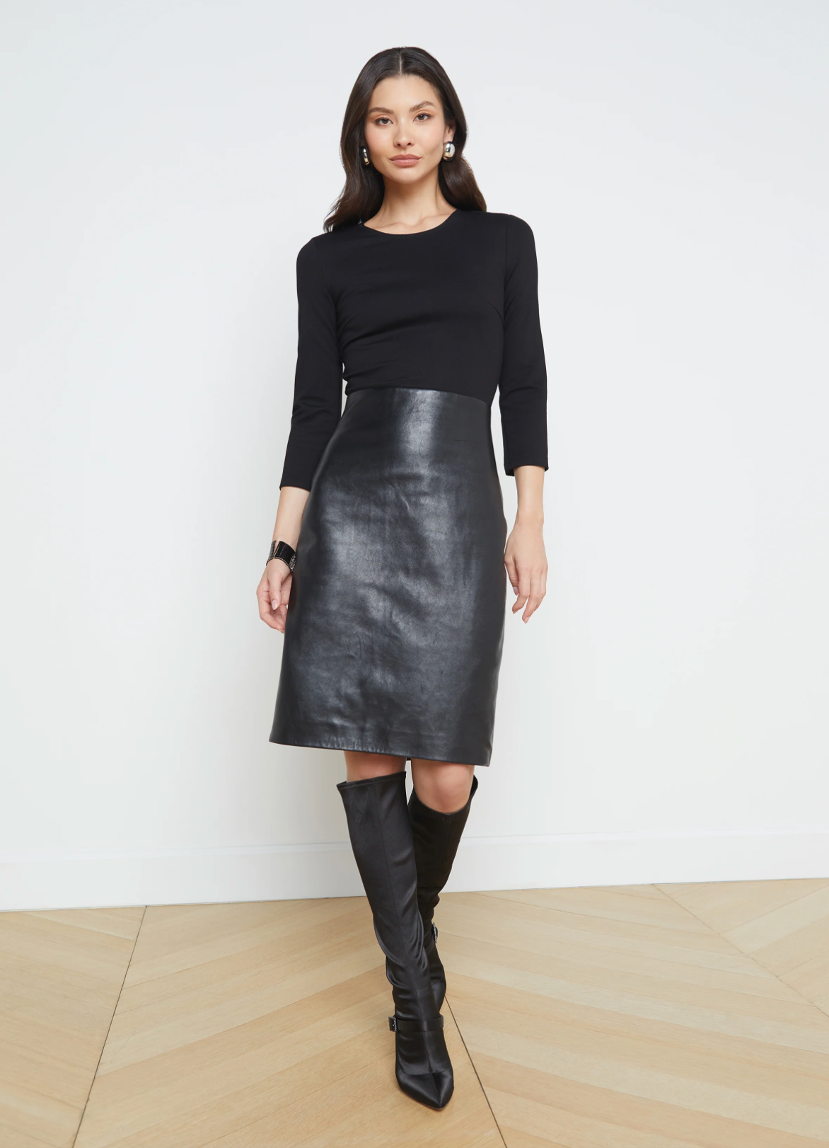 L'AGENCE - Franci Leather Dress - Black