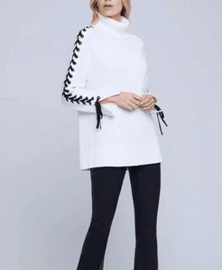 L'AGENCE - Nola Lace Up Sweater - Ivory/Black