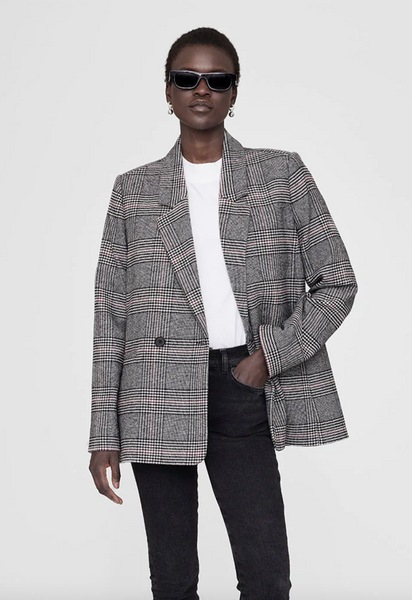 ANINE BING - Madeleine Blazer - Grey/Red Plaid