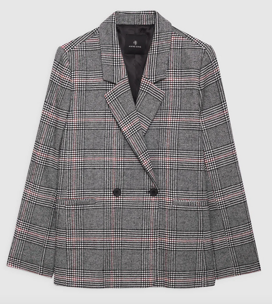 ANINE BING - Madeleine Blazer - Grey/Red Plaid