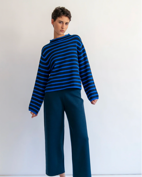 DEMYLEE - Dylan Striped Sweater - Off White/Navy and Navy/Blue