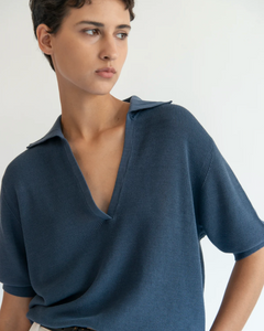 DEMYLEE - Alexa Pima Cotton Top - Slate Blue