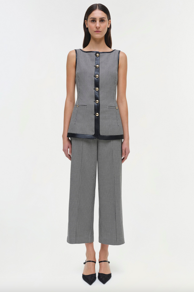 SIMKHAI - Cressida Button Top - Black/White